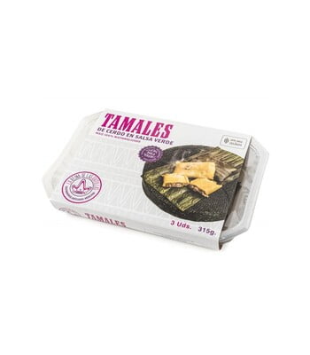 TAMALES WITH PORK AND GREEN SAUCE (PACK OF 3)